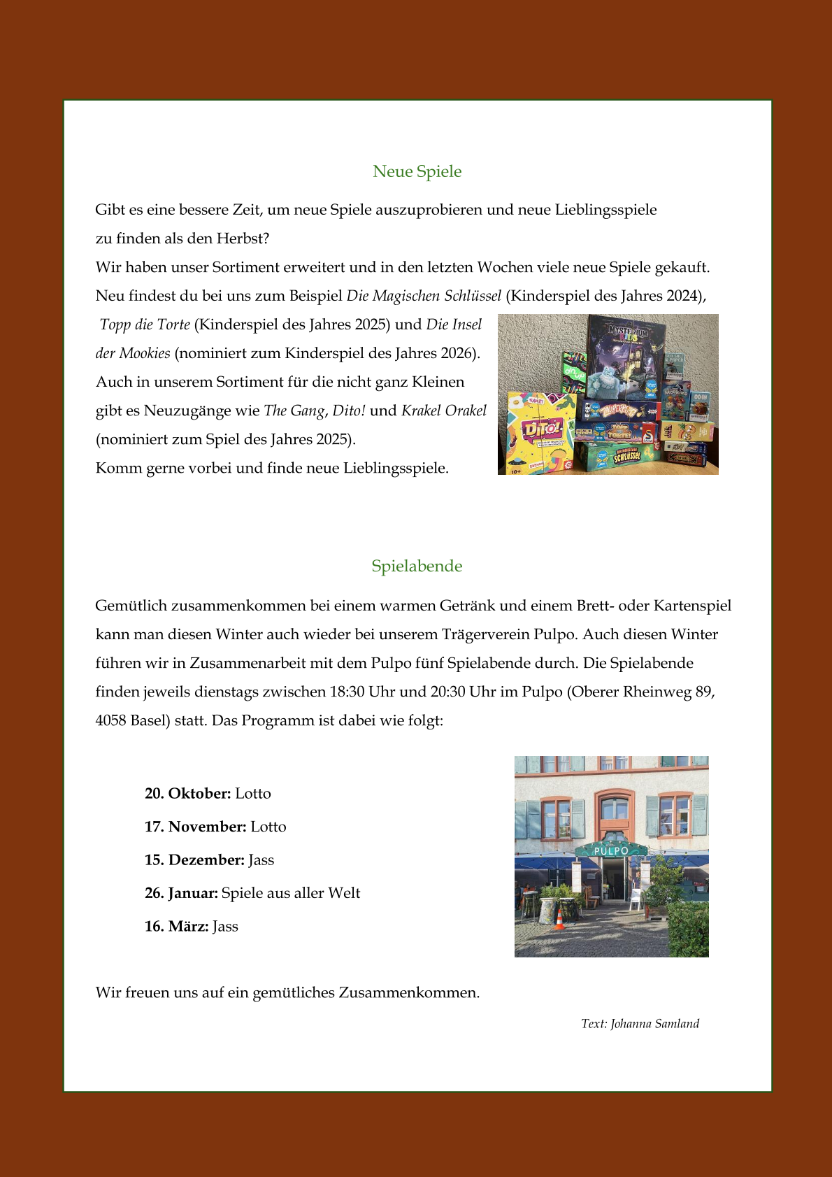 Text Johanna Neue Spiele 1